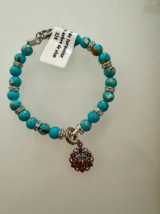 Bracelet en turquoise arbre à vie chahkra