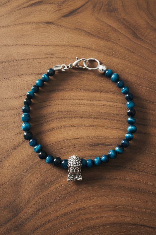 Bracelet en pierres d’œil de tigre bleu