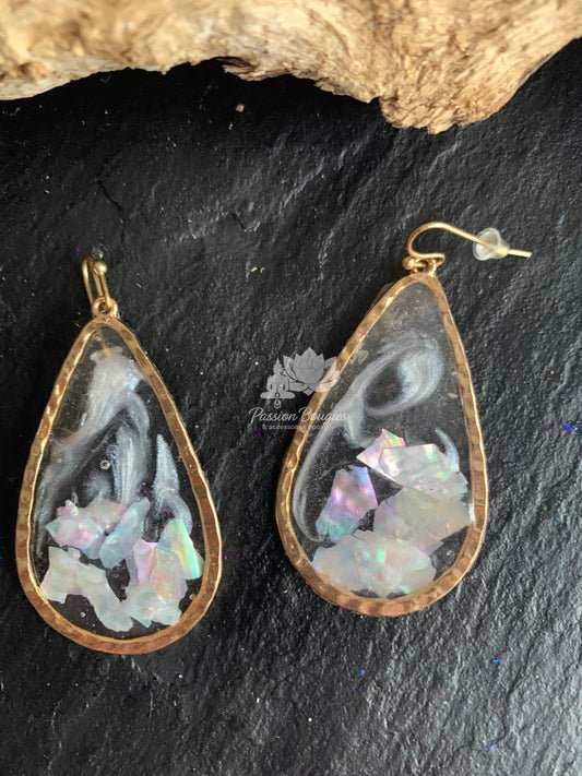 Boucles d’oreilles gouttes nacre blanche