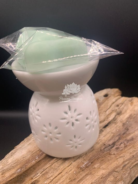 Diffuseur floral avec 2 fondants cœur parfumés à la tarte au citron meringuée