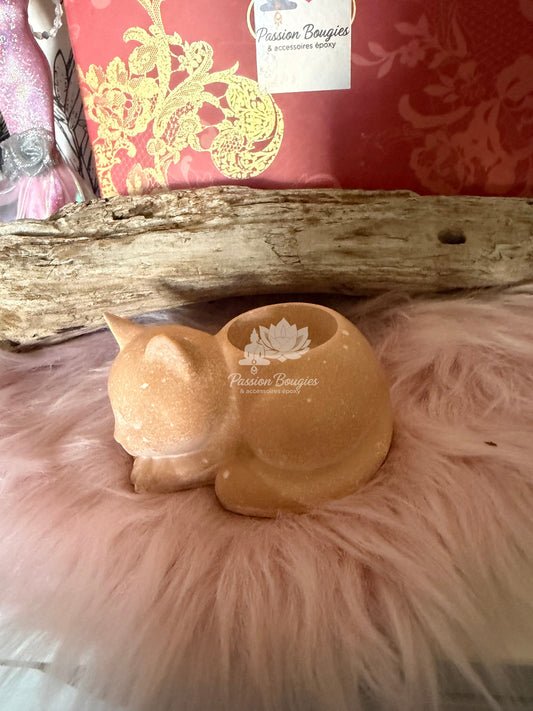 Photophore chat avec support pour bougie chauffe-plat